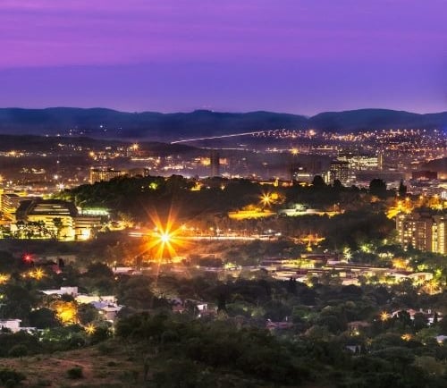 a cityscape of pretoria by night
