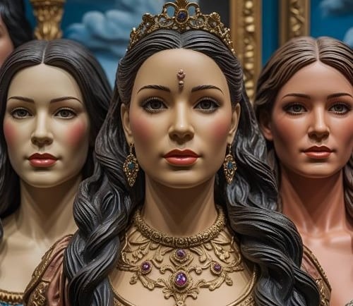 a group of mannequins of different types of mannequins