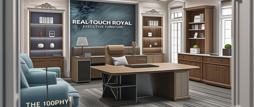 Luxury Real-Touch Royal executive furniture set featuring a modern wood desk and classic office cabinets.