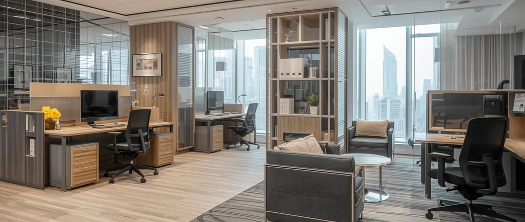 a modern office with a large open space