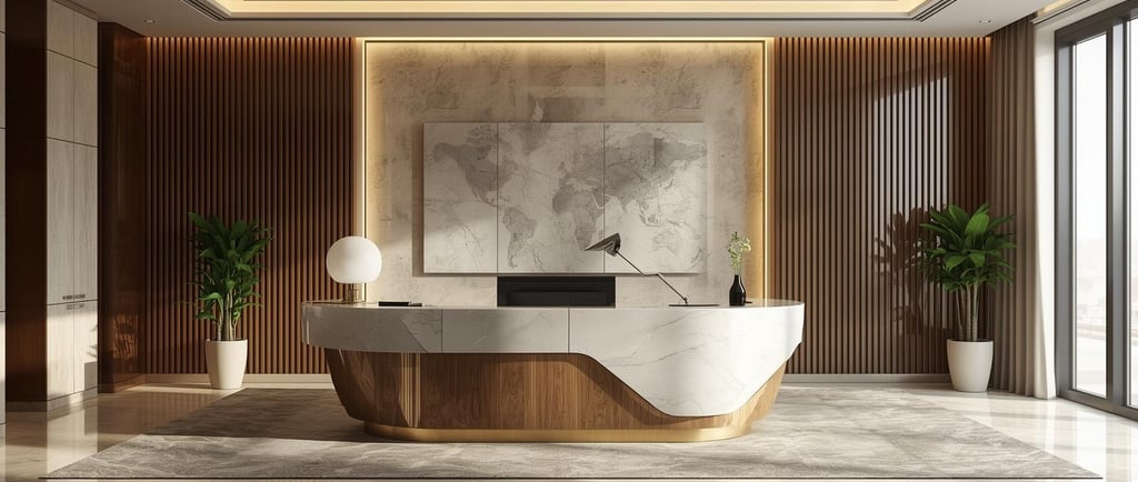 Modern reception desk in Dubai office – Real Touch Office Furniture