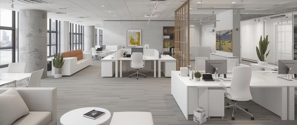 a modern office with a modern office space