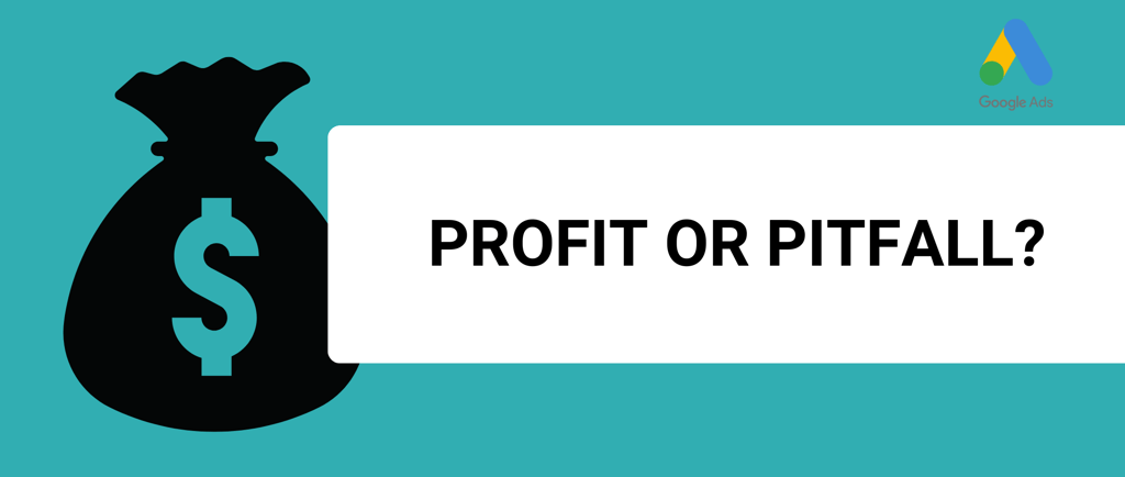 a banner with a title profit or pitfall and a google ads logo
