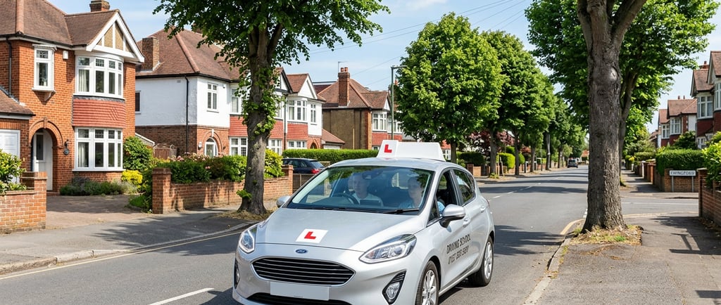 Learner taking driving lessons near Chingford in a quiet residential area