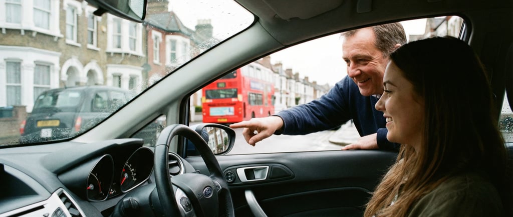 Professional driving instructor giving advice to a learner driver during a lesson in Chingford.