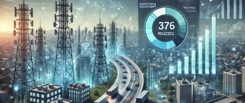 "A professional illustration showcasing the economic impact of carrier offload. Depict a mobile netw