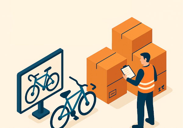 High-value bikes staged securely in a Calgary warehouse before the Cycling Show.