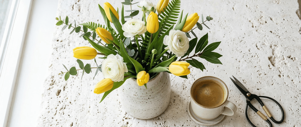 The "Floricienta" Effect. Celebration of the first day of Spring, gifting yellow blooms is a symbol of hope and eternal love.