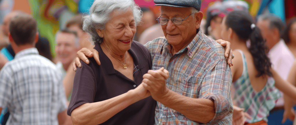 a man and woman dancing in a dance floor
