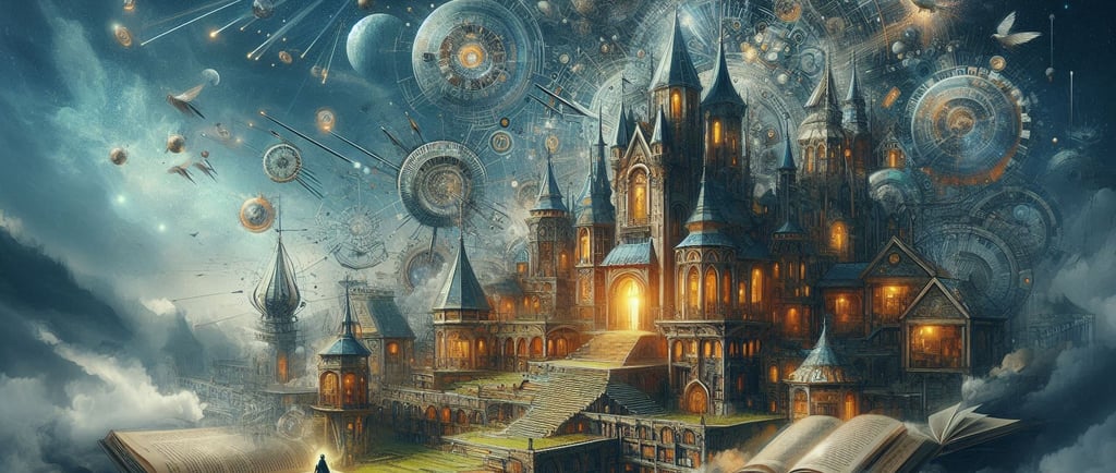 An illustration depicting a castle in a literary fantasy world