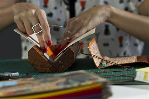 photo showing the process of binding a book