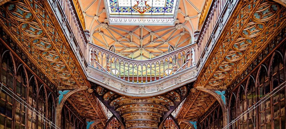 Image of the Lello bookstore in the city of Porto in Portugal