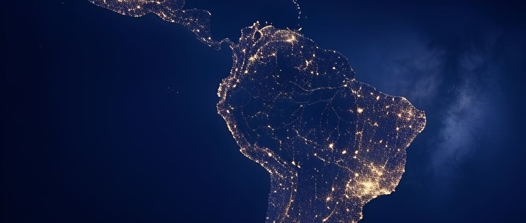 Satellite image of the American continent at night