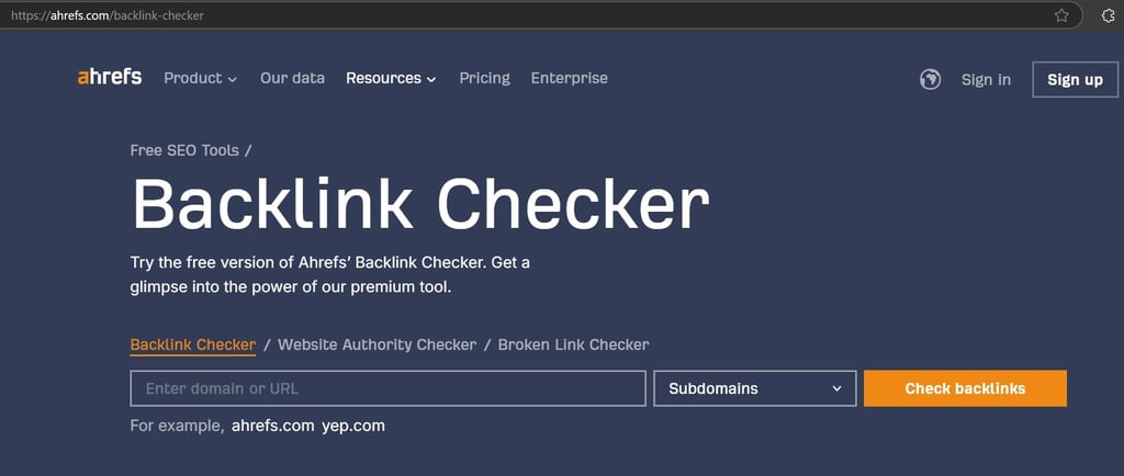 Ahrefs Metric - Backlink Checker - SEO - Domain Authority