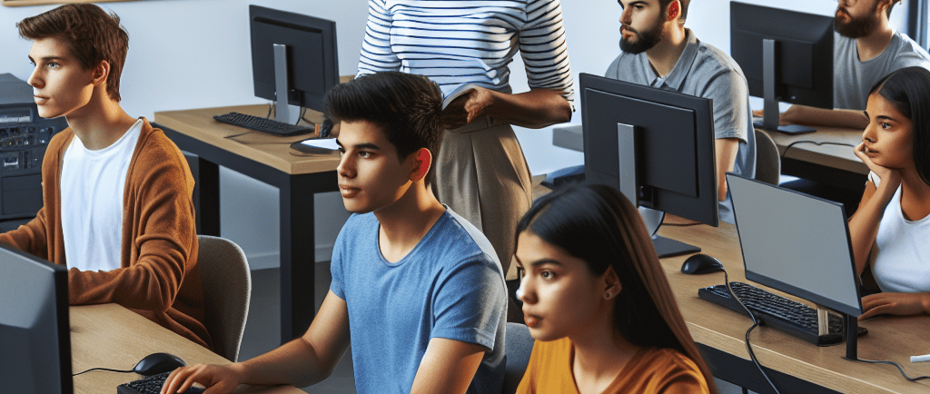 students learning Spring boot Java programming in Computer Lab