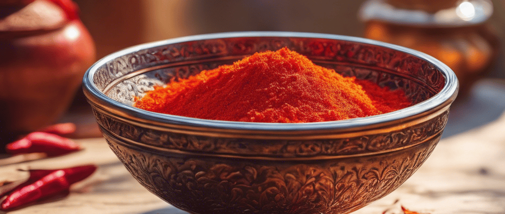 A bowl of the bright red saffron spice