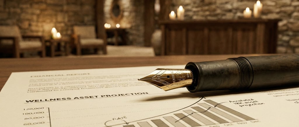 Financial projection report for a luxury hotel spa showing positive ROI.