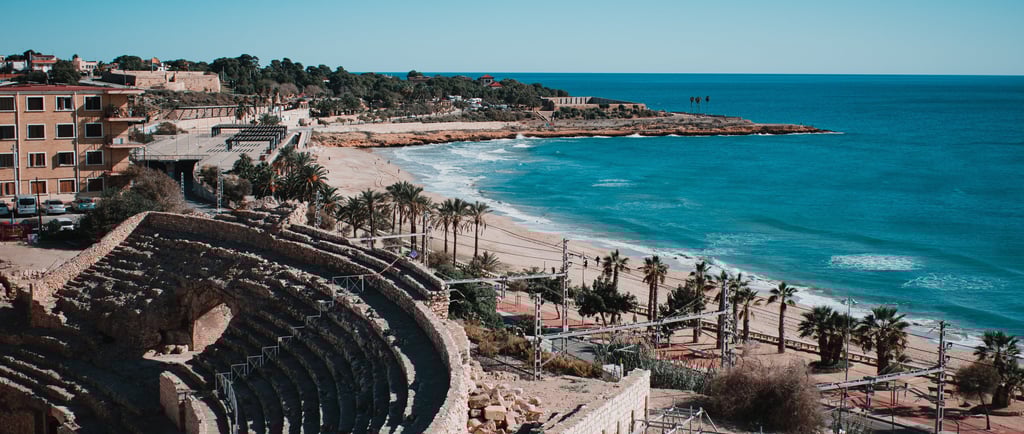 a large arena with a view of the ocean