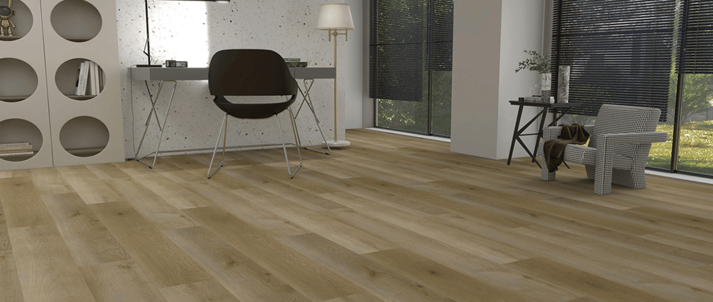 a room with a desk and a chair