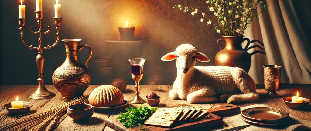 a sheep and wine glasses on a table