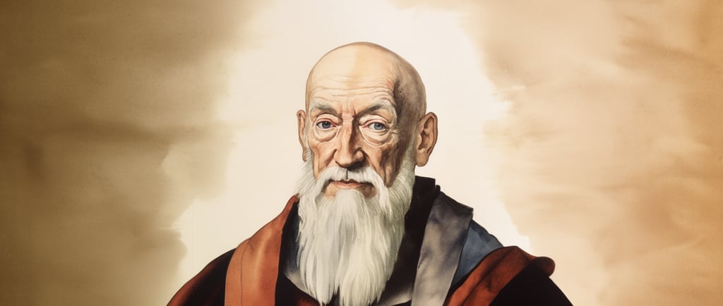 a watercolor picture of Franciscus Gomarus - A leading dutch reformed theologian of the 17th Century