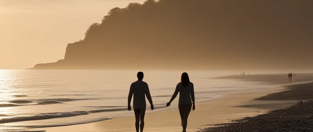 A mysterious misty Seattle landscape with glowing threads.