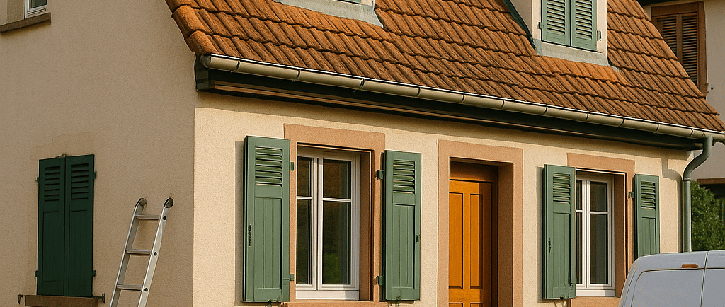 a van parked in front of a house