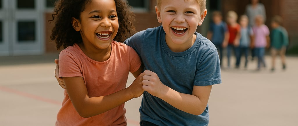 Children playing together outside on the playground