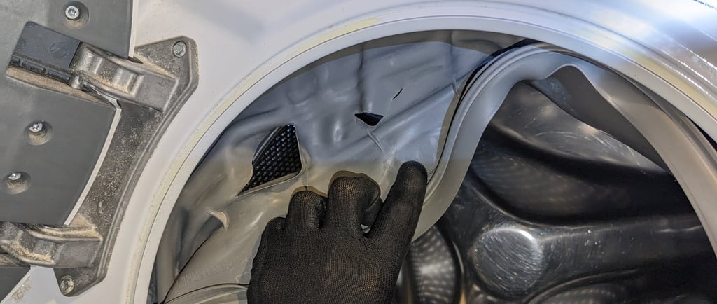 Front load washer door boot gasket seal with holes on it