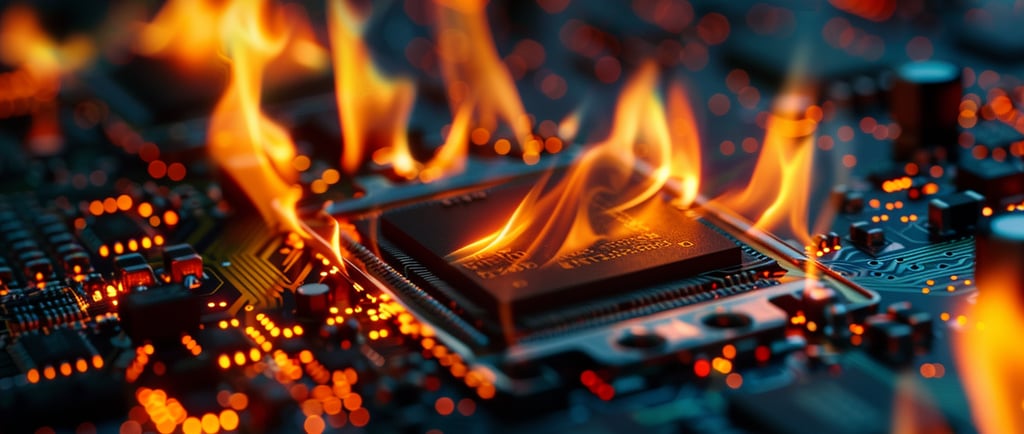 a microchip on fire