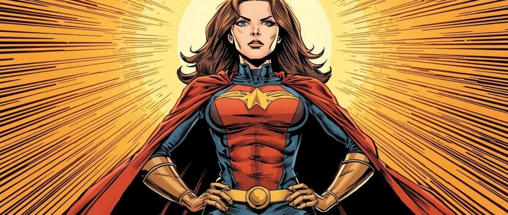 A woman in a vibrant comic book style, with determination etched on her face, stands as a symbol of resilience after enduring