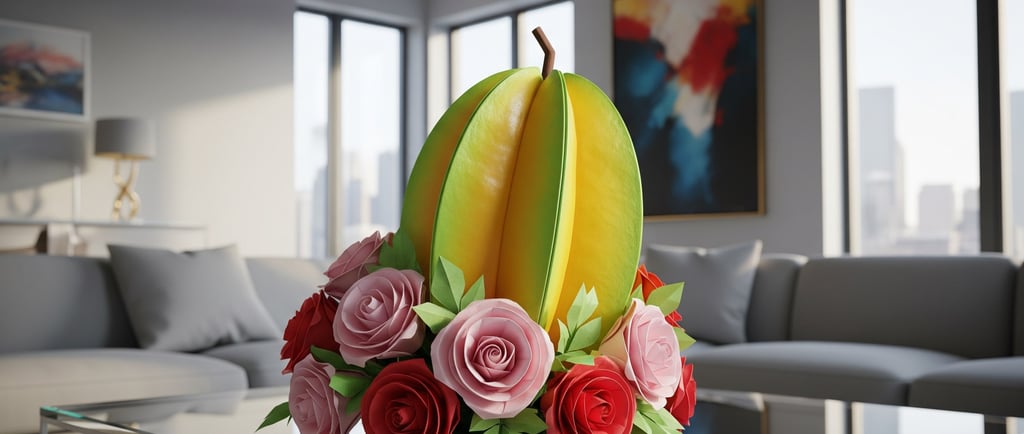 origami carambola flower display