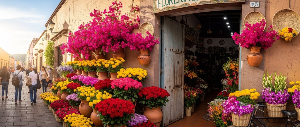 outside flower shop in mexico