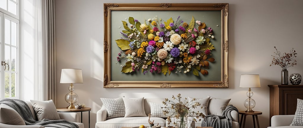 stunning flower art in modern living room