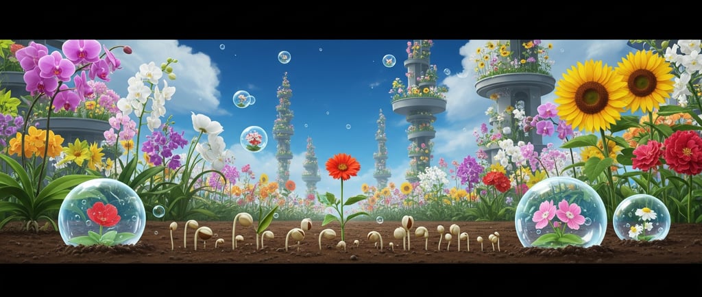 colorful animation of flowers in japanese style