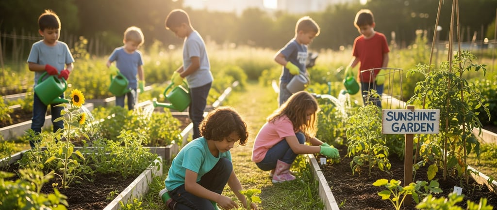 kids planting and caring for fast growing plants