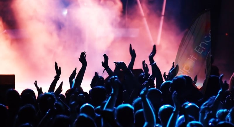 A crowd in front of stage with band ripit encore