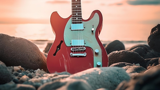 Jake's Strat guitar on the beach