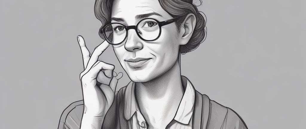 a woman with glasses and a shirt on