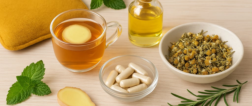 Remedios naturales como infusiones, aceites y calor para aliviar el dolor menstrual