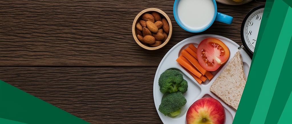 a plate with a plate of food and a bowl of fruit and vegetables