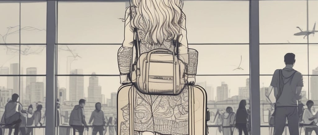 A group of people walking down a street next to palm trees