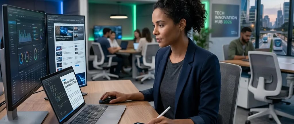 Desenvolvedora de software em análise de dados e programação em hub moderno de inovação tecnológica.