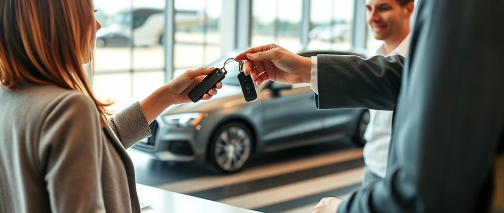 Viagem, crianca, Passageiro alugando carro no aeroporto, recebendo as chaves no balcão da locadora