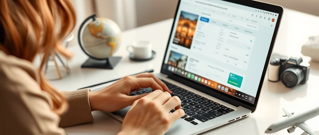 Pessoa pesquisando os melhores sites para reservar hotéis no Brasil e no exterior