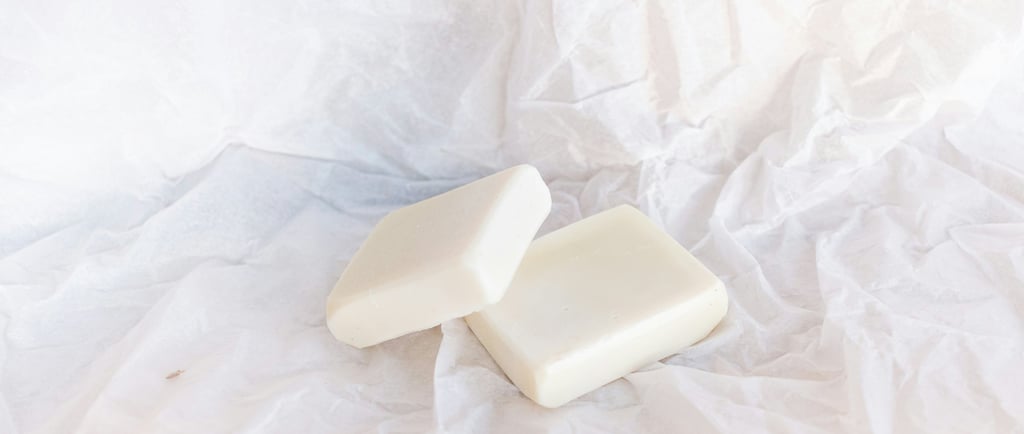 bars of natural soap on a parchment