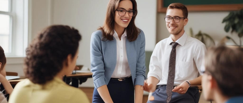 a group of people in a room with a projector screen