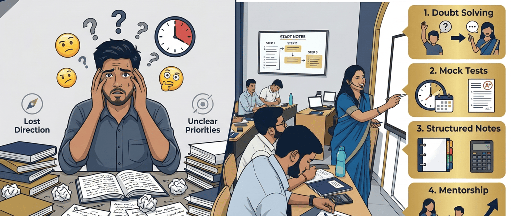  CA Foundation preparation comparison infographic showing self study v