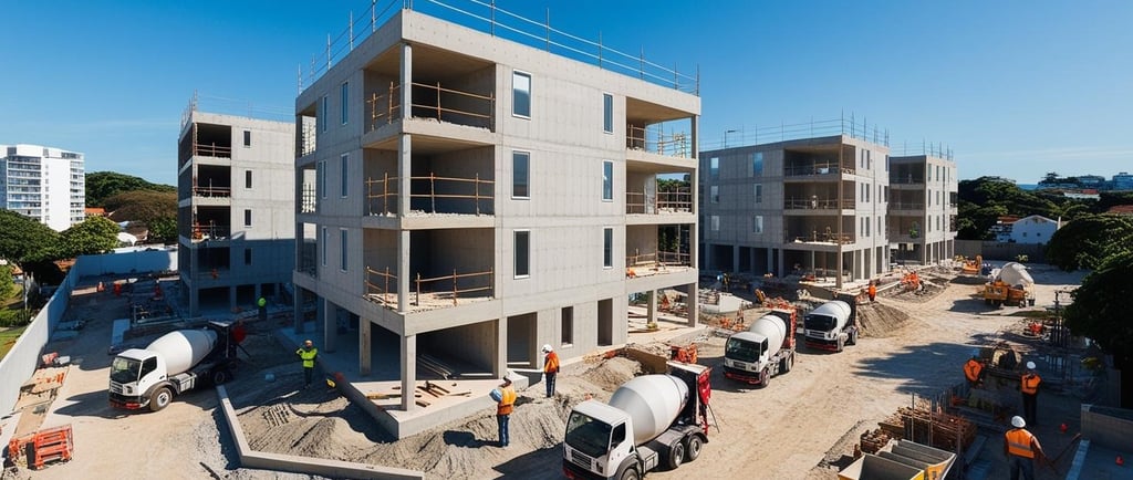 Construção de predios de três andares