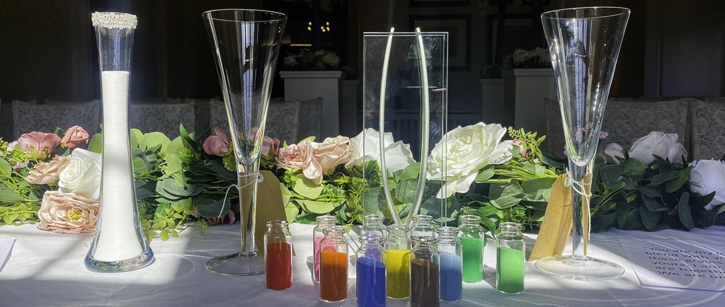 Sand Ceremony Glass Vases And Different Coloured Sand
